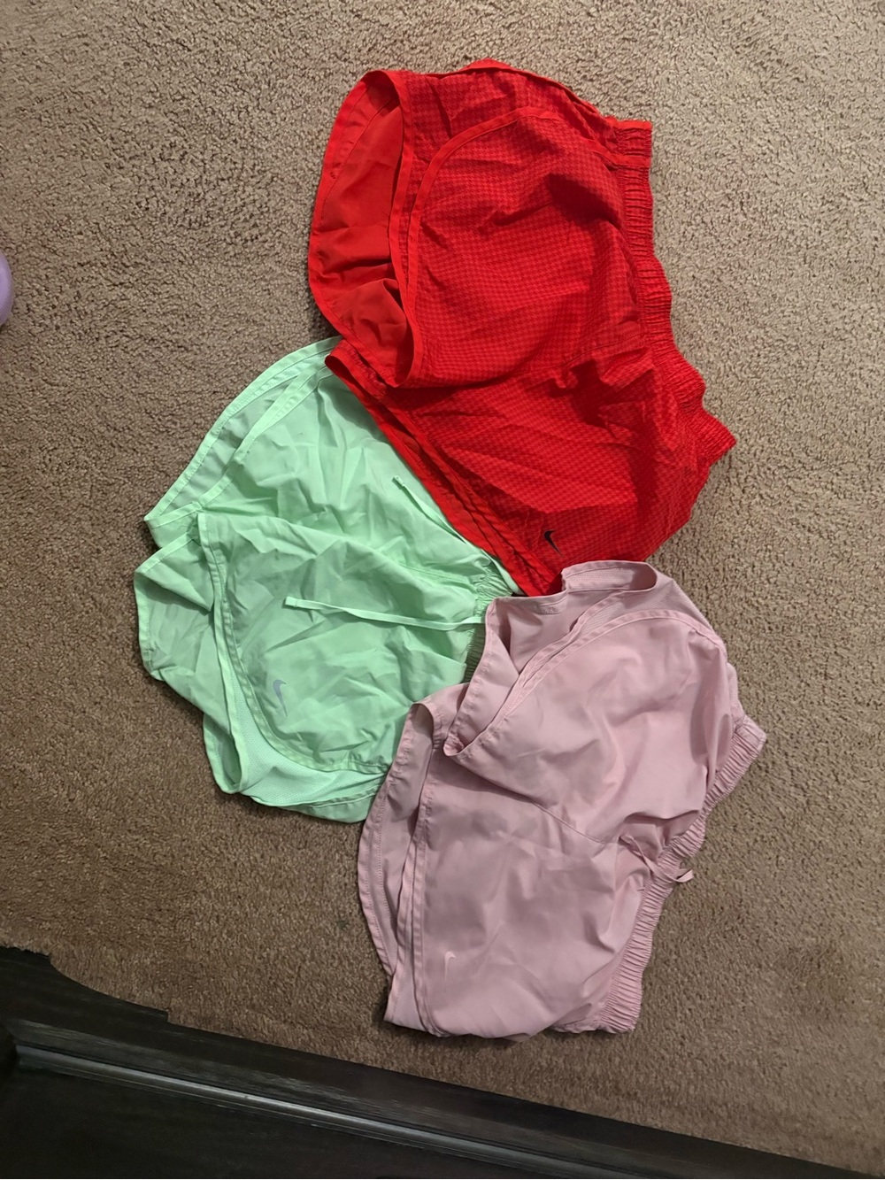 3-Pack Women's Nike Athletic Shorts - Red, Mint, Blush